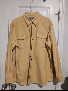 Duluth Trading Mens Cotton Button Front Shirt Jacket Yellow Size L (Shacket)
